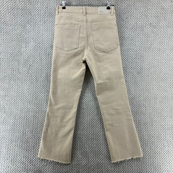 Zara Jeans Women 4 Cream Light Wash High Rise Straight Leg Cropped Denim Stretch - Picture 6 of 15